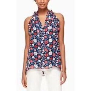 Kate Spade 100% Silk Daisy Satin Floral Top Women Size Large Sleeveless